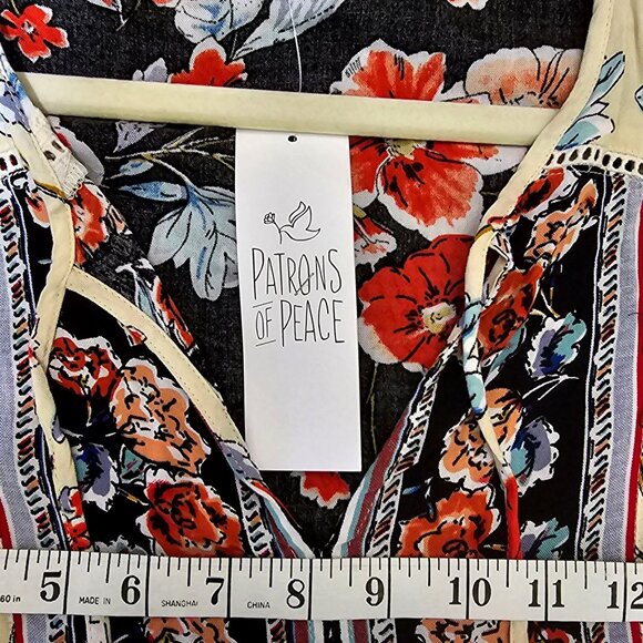 Patrons Of Peace XS Floral Boho Dress DB Black Print Floral Pattern - Picture 7 of 7